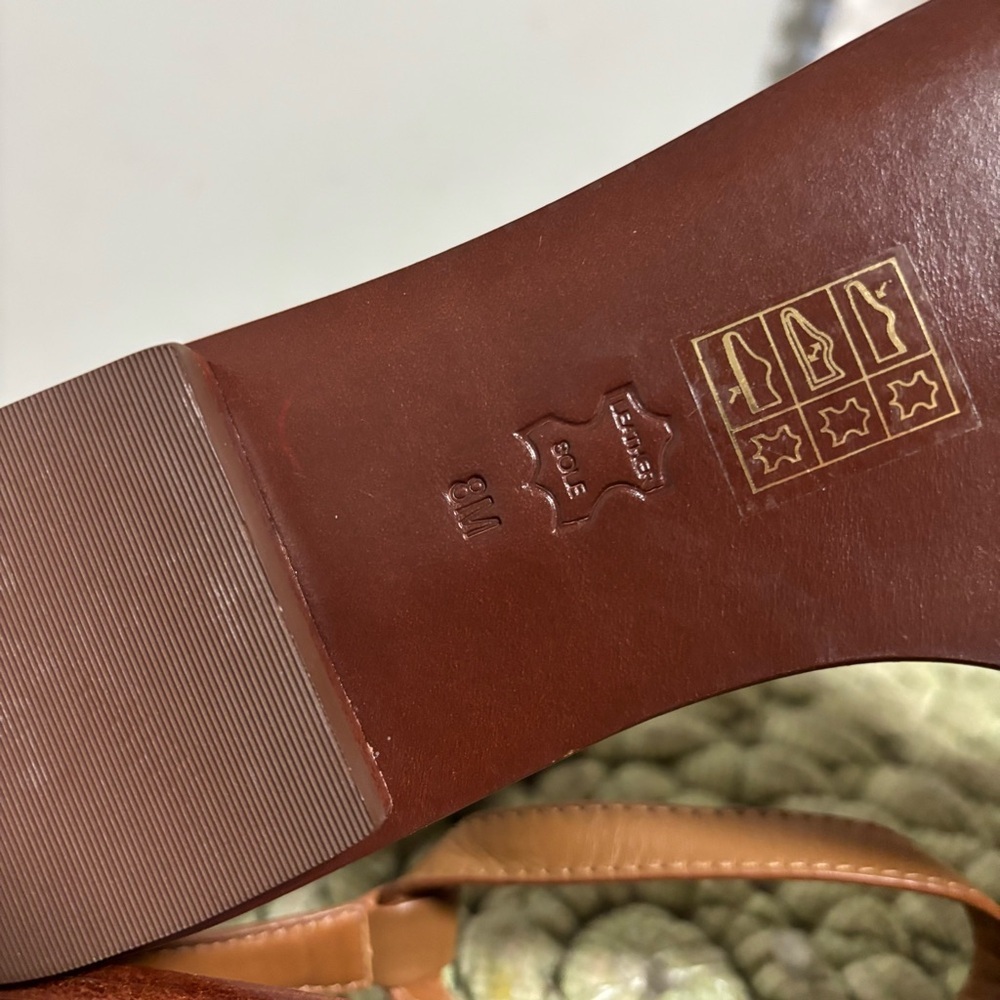 NEW Tory Burch Gabrielle Brown Leather Ankle Strap Flat Sandals Size 8 - Picture 11 of 11